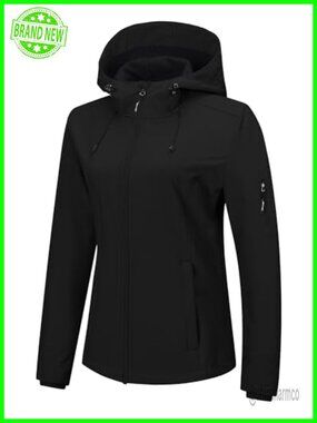 Women's Softshell Jacket Fleece Lined Waterproof Hooded Rain Coat